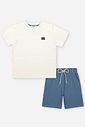 Conjunto Infantil Camiseta Texturizada e Bermuda Denim