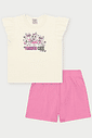 Conjunto Infantil Menina Fashion Cats Rosa Abrange
