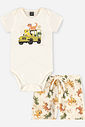 Conjunto Bebê Menino Body e Bermuda Lagartos Natural