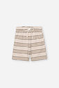 Conjunto Infantil Menino Camiseta Bordada e Bermuda Listrada Latte