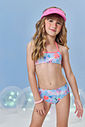 Biquíni Infantil em Malha UV com Estampa de Conchas e Fundo do Mar – Moda Praia Menina Verão com Blu AZUL PORCELANA