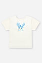 Conjunto Infantil com Blusa em Cotton Bordada e Shorts Estampado – Look Menina Verão com Ursinhas NATURAL/AZ PORCELANA
