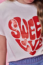 Blusa Infantil Menina Boxy Sweet Love com Glitter