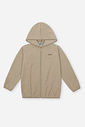Jaqueta Corta-Vento Infantil com Capuz em Nylon Stripe Café