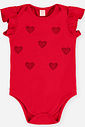 Body Infantil Bebê com Corações de Strass e Babados Vermelho Body Infantil Bebê com Corações de Strass e Babados Vermelho