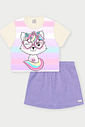 Conjunto Infantil Menina Raposa Listrada Lilás Abrange