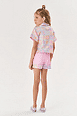 Conjunto Infantil Menina Blusa Cropped, Short E Camisa Total Print Rosa Cinti