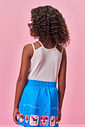 Conjunto Infantil Menina Regata e Saia-Short Selos de Cachorrinhos com Strass