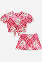 Conjunto Infantil Menina Cropped e Saia-Short Estampa de Bandana