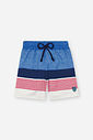 Conjunto Infantil Regata Natural e Bermuda em Nylon Listrada