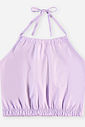 Conjunto Infantil Regata Cropped e Short Lilás com Laço e Strass