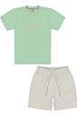 Conjunto Camiseta Estampa Costas E Bermuda Verde E Cinza Abrange