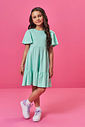 Vestido Infantil Manga Curta em Meia Malha Botonê – Vestido Menina com Laço nas Costas Cinti VERDE BRISA