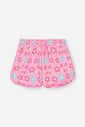 Shorts Infantil em Nylon Estampado – Short Menina Moda Praia Verão com Cordão ROSA NEON FORTE