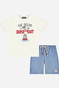 Conjunto Menino Camiseta Gaivota e Bermuda Marinho