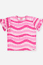 Conjunto Infantil Menina Blusa e Short Listrado Rosa em Malha Suede