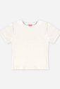 Blusa Manga Curta Infantil Menina em Cotton Básica Natural
