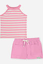 Conjunto Infantil Menina Regata Listrada e Short em Moletom Barbie