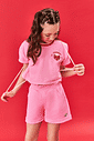 Conjunto Infantil Menina Blusa; Short E Mochila Strawberry Rosa E Vermelho Cinti
