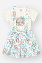 Conjunto Bebê Menina com Salopete Estampada e Body Cotton – Ursinha Delicada Cinti Baby NATURAL/AZ PORCELANA