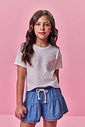 Blusa Boxy Infantil Menina com Borboleta e Strass Natural