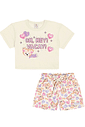 CONJ BLUSA E SHORTS NATURAL/ROSA BARBIE