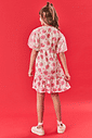 Vestido Infantil Menina Strawberry Com Pompom Off White E Vermelho Cinti