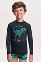 Conjunto Infantil Menino Camiseta UV e Sunga Dinossauro Preto