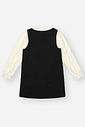 CONJ BLUSA ML E SALOPETE NATURAL/PRETO