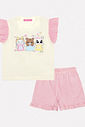PIJAMA BLUSA E SHORTS NATURAL/ROSA CINTI
