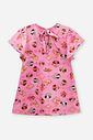 Vestido Infantil em Suplex com Estampa de Cachorrinhos – Vestido Menina Verão Rosa com Strass ROSA IOGURTE