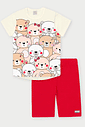 Conjunto Infantil Menina Ursinhos Vermelho Abrange