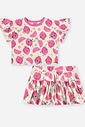 Conjunto Infantil Menina Blusa Boxy e Short Limões