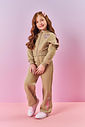 Conjunto Infantil Menina Jaqueta Bomber E Wide Leg Bege Mundo Cinti