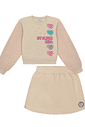 Conjunto Blusão Com Pelo E Short-Saia Bege Abrange