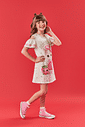 Vestido Infantil Menina Strawberry Gatinha Off White E Verde Cinti