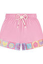 Conjunto Infantil Menina Blusa Cropped, Short E Camisa Total Print Rosa Cinti