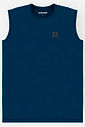 Conjunto Menino em Malha UV Regata e Bermuda Listrada Marinho