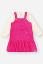 Conjunto Bebê Menina Body E Salopete Veludo Rosa Neon Mundo Cinti