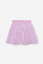 Saia-Shorts Infantil Cinti em Meia Malha com Tule Glitter e Pompons LILAS CINTI