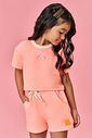CONJ BLUSA E SHORTS LARANJA NEON/LJ NEON