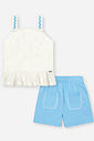 Conjunto Infantil com Regata Boxy em Cotton e Shorts em Moletinho – Look Menina Verão com Algodão NATURAL/AZ PORCELANA