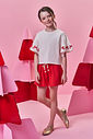 Conjunto Infantil Menina Blusa Boxy Laços e Short Waffle Vermelho