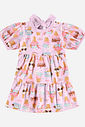 Vestido Infantil Estampado com Laço Sorvete de Ursinhos