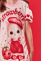 Vestido Infantil Menina Strawberry Gatinha Off White E Vermelho Cinti