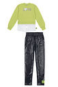 Conjunto Blusão Com Camisa E Legging Amarelo Neon E Preto CTV