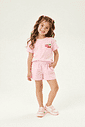 Conjunto Infantil Blusa Cherry Lady e Shorts Rosa Bebê