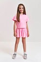 Conjunto Infantil Neon Love com Blusa e Shorts em Meia Malha P.A com Glitter – Look Menina Verão ROSA BARBIE