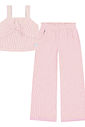 Conjunto Infantil Menina Blusa Cropped E Calça Wide Leg Rosa Cinti