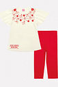Conjunto Infantil Menina Tutti-Frutti Blusa E Calça Capri Vermelho Mundo Cinti